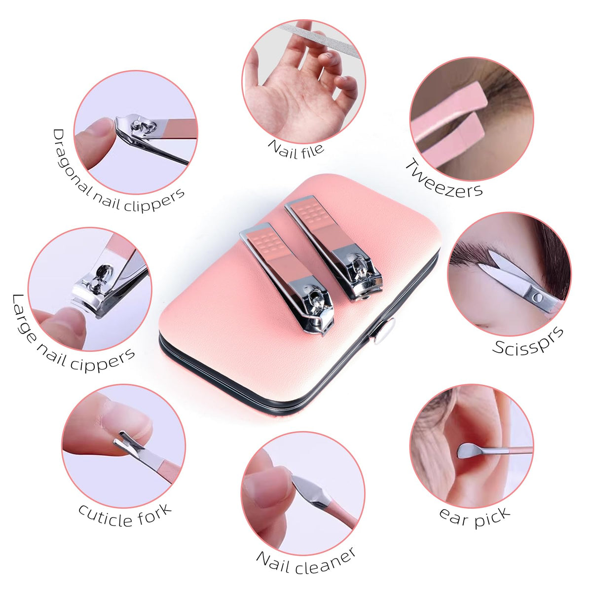 RedFlow 8 in 1 Nail Clipper Set with tools arranged