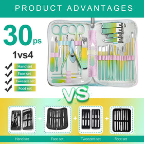 RedFlow manicure set tools laid out on a surface