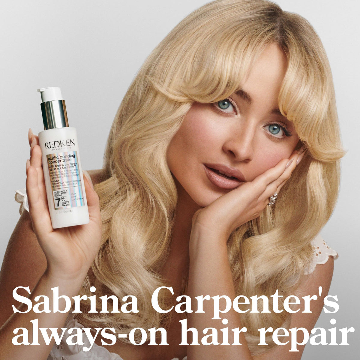 Redken Acidic Bonding Concentrate 24/7 Serum in a bathroom setting