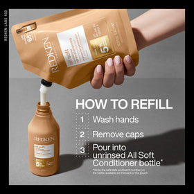 Redken All Soft Conditioner 495g opened to show texture