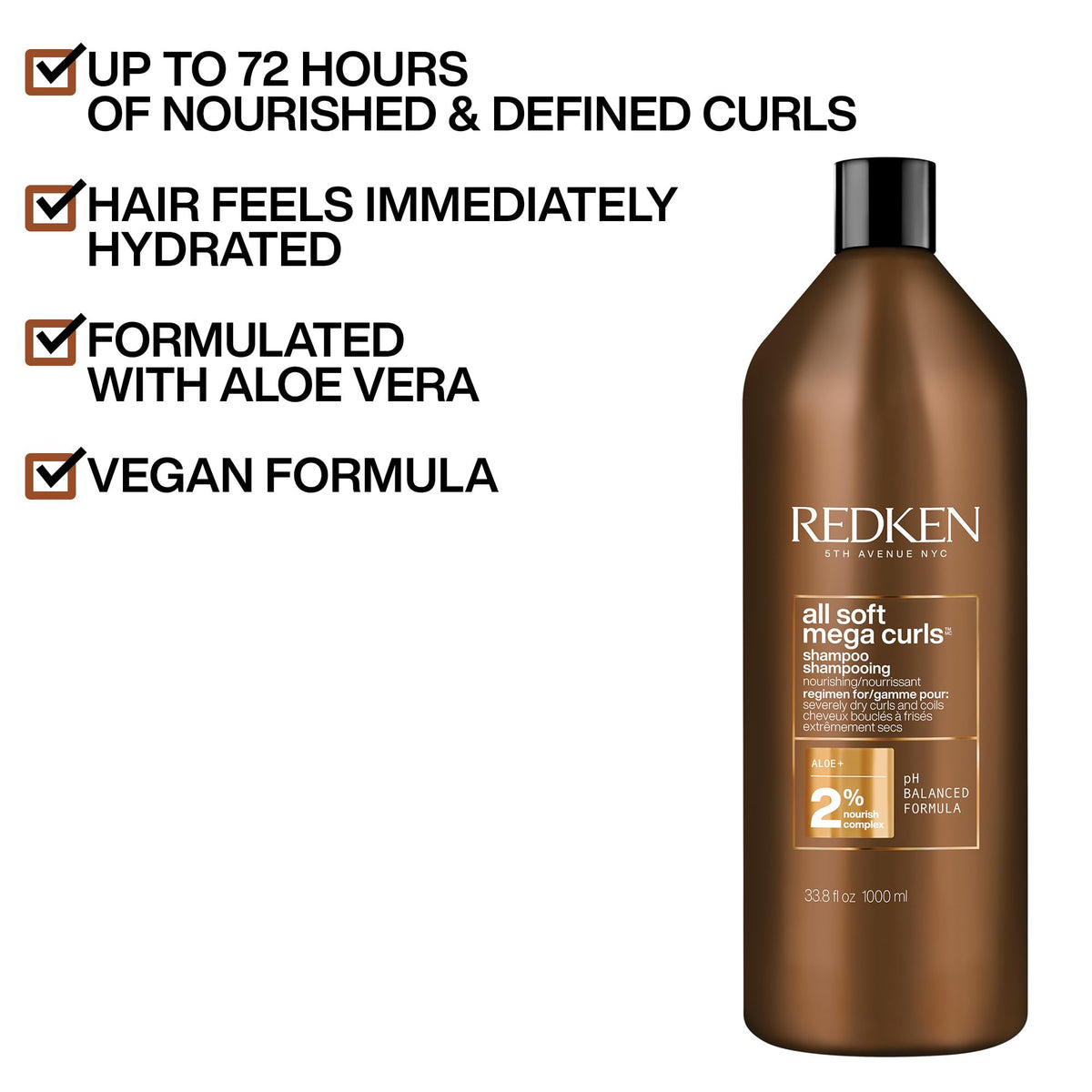 Redken All Soft Mega Curls Shampoo back label close-up