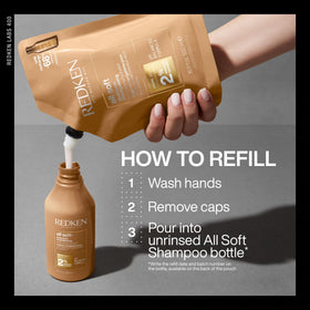 Redken All Soft Shampoo 530g in a shower setting