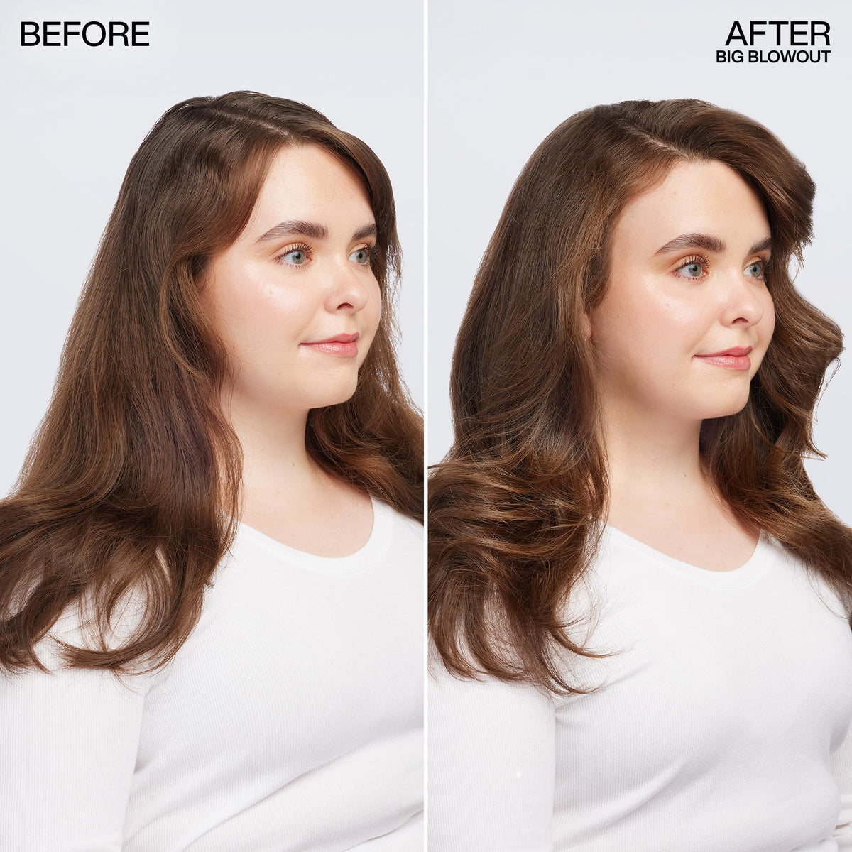 Redken Big Blowout Heat Protectant Gel application on damp hair