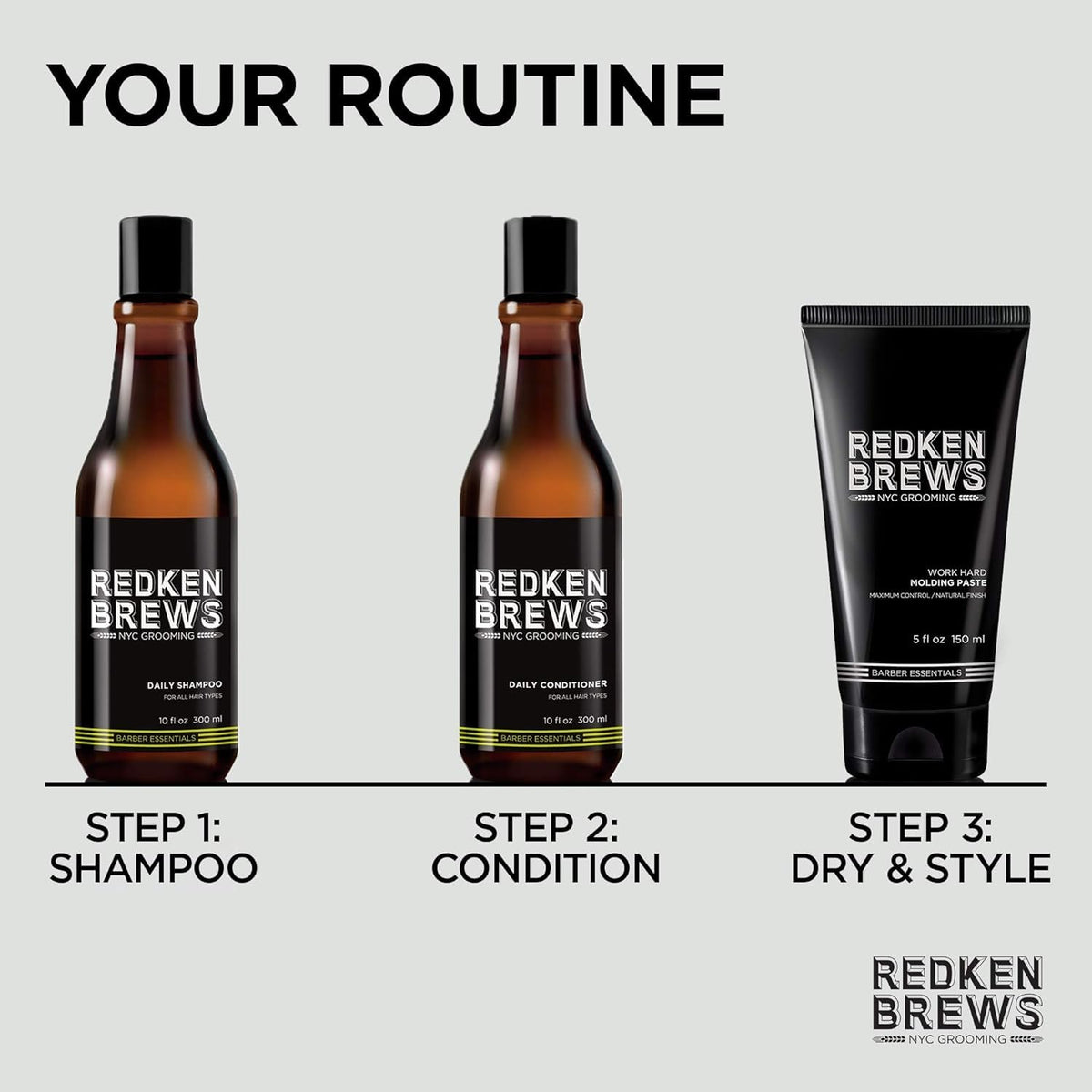 Redken Brews Molding Paste for Men 170g with grooming tools