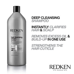 Redken Detox Shampoo with fruits and water background