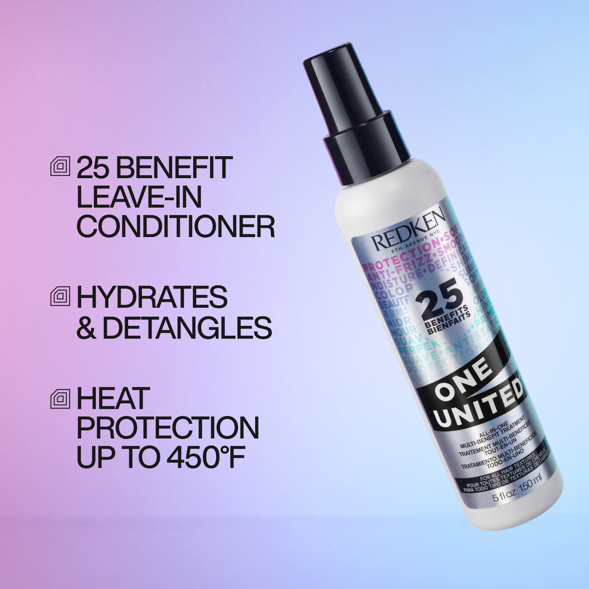 Redken One United Leave-In Conditioner packaging side view