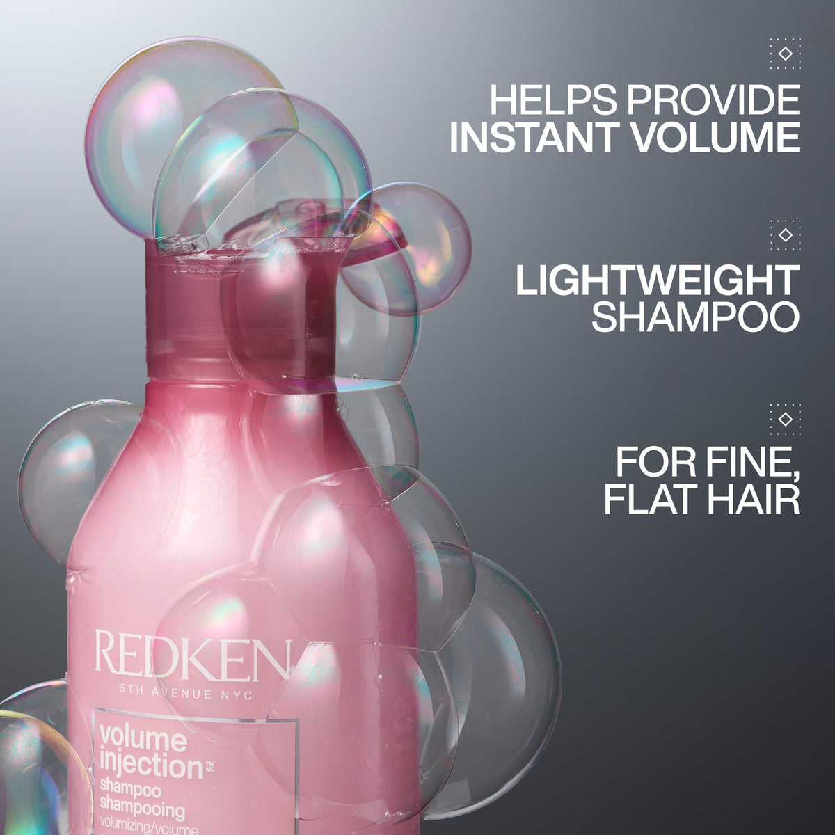 Redken Volume Injection Shampoo back view with ingredient list