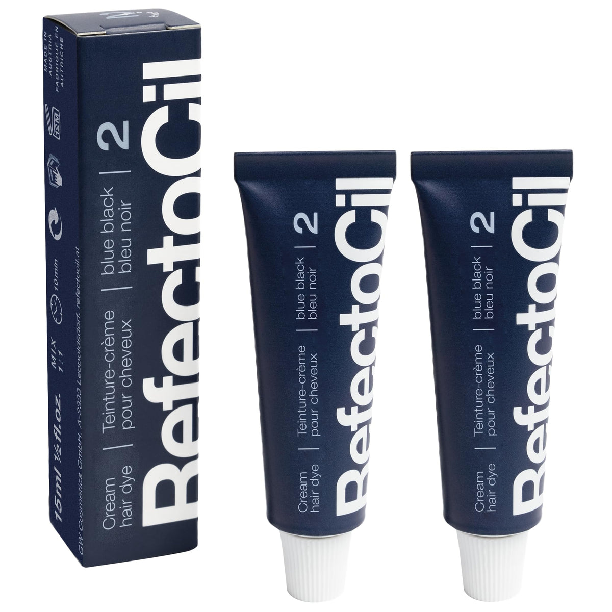 RefectoCil Cream Hair Dye 2-Pack Blue Black #2 front view
