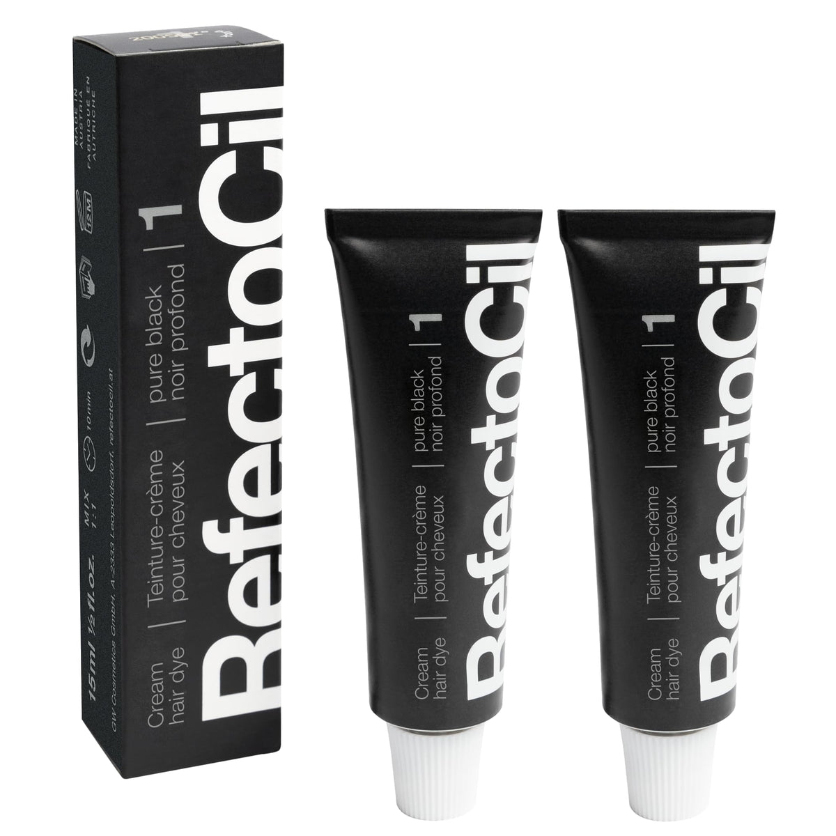 RefectoCil Cream Hair Dye 2-Pack in Black, front view
