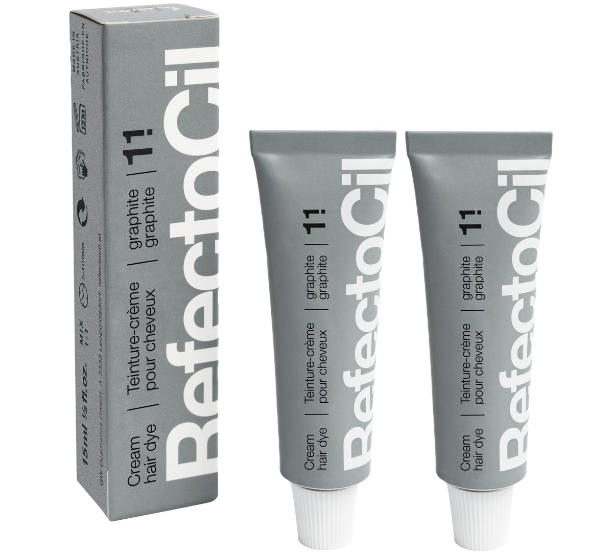 RefectoCil Cream Hair Dye 2-Pack in Graphite front view with packaging