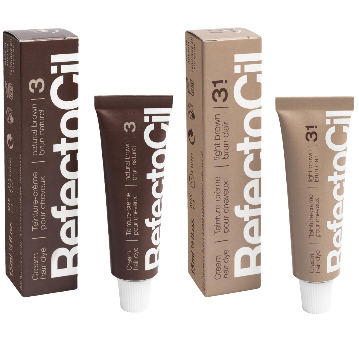 RefectoCil Cream Hair Dye Natural Brown and Light Brown front view