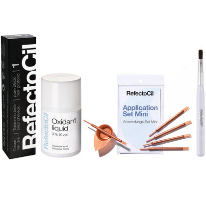RefectoCil Hair Tinting Kit Black #1 cream dye and developer front view