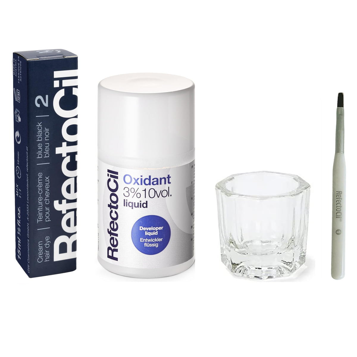 RefectoCil Hair Tinting Kit Blue Black cream dye and developer front view