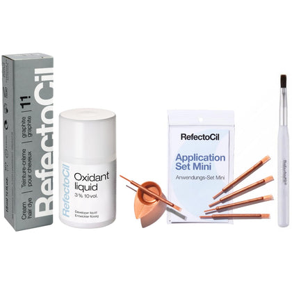 RefectoCil Hair Tinting Kit Graphite #1.1 cream dye and developer front view
