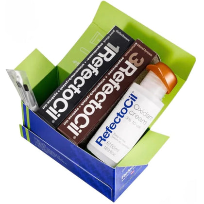 RefectoCil Starter Kit including black and brown hair dye tubes