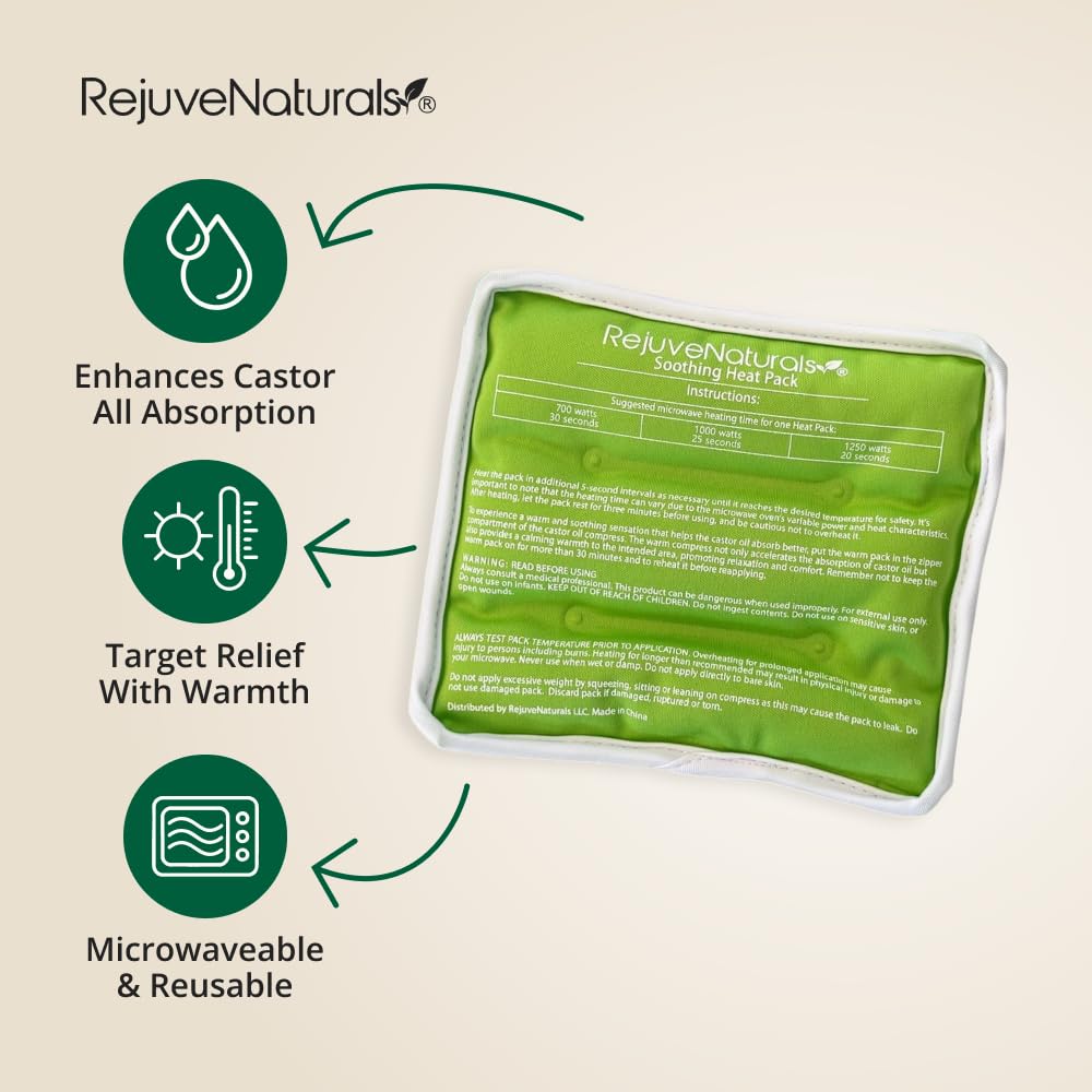 RejuveNaturals Castor Oil Pack Kit displayed on a wooden table