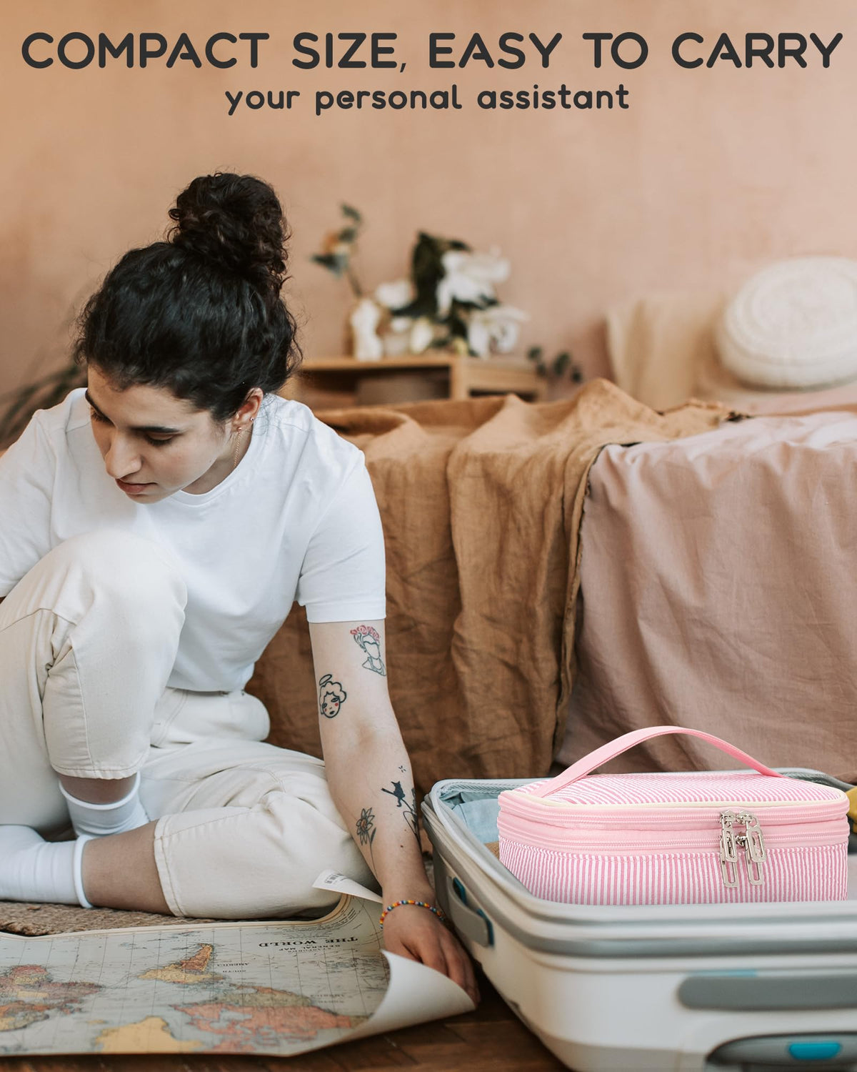 Relavel Large Makeup Bag lifestyle scene on vanity