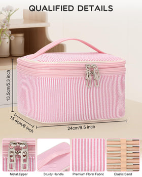 Relavel Large Makeup Bag showing dual-layer compartments