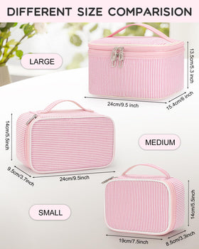 Relavel Large Makeup Bag side view with mesh pockets