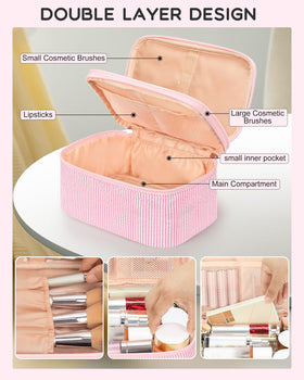 Relavel Large Makeup Bag with brushes and lipsticks inside