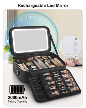 Relavel Large Makeup Case black with detachable mirror