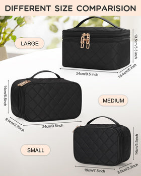 Relavel Large Travel Makeup Bag open view displaying storage compartments