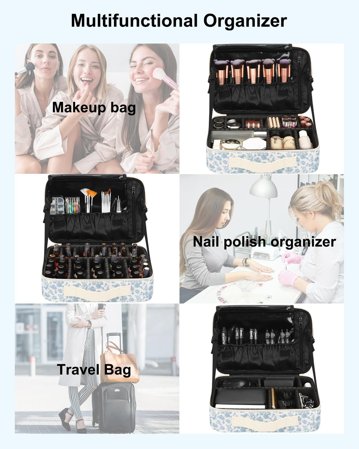 Relavel Makeup Bag floral design detail