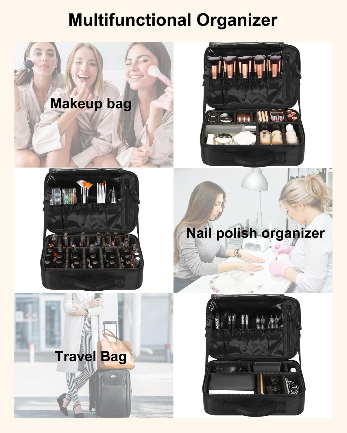 Relavel Makeup Bag on a travel suitcase