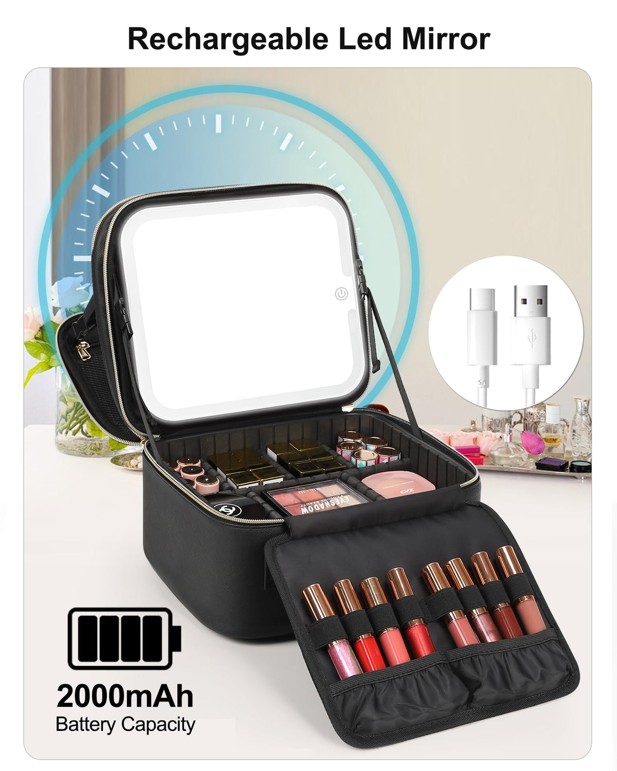 Relavel Makeup Bag opened displaying makeup accessories