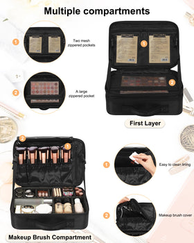 Relavel Makeup Bag side view with multiple compartments