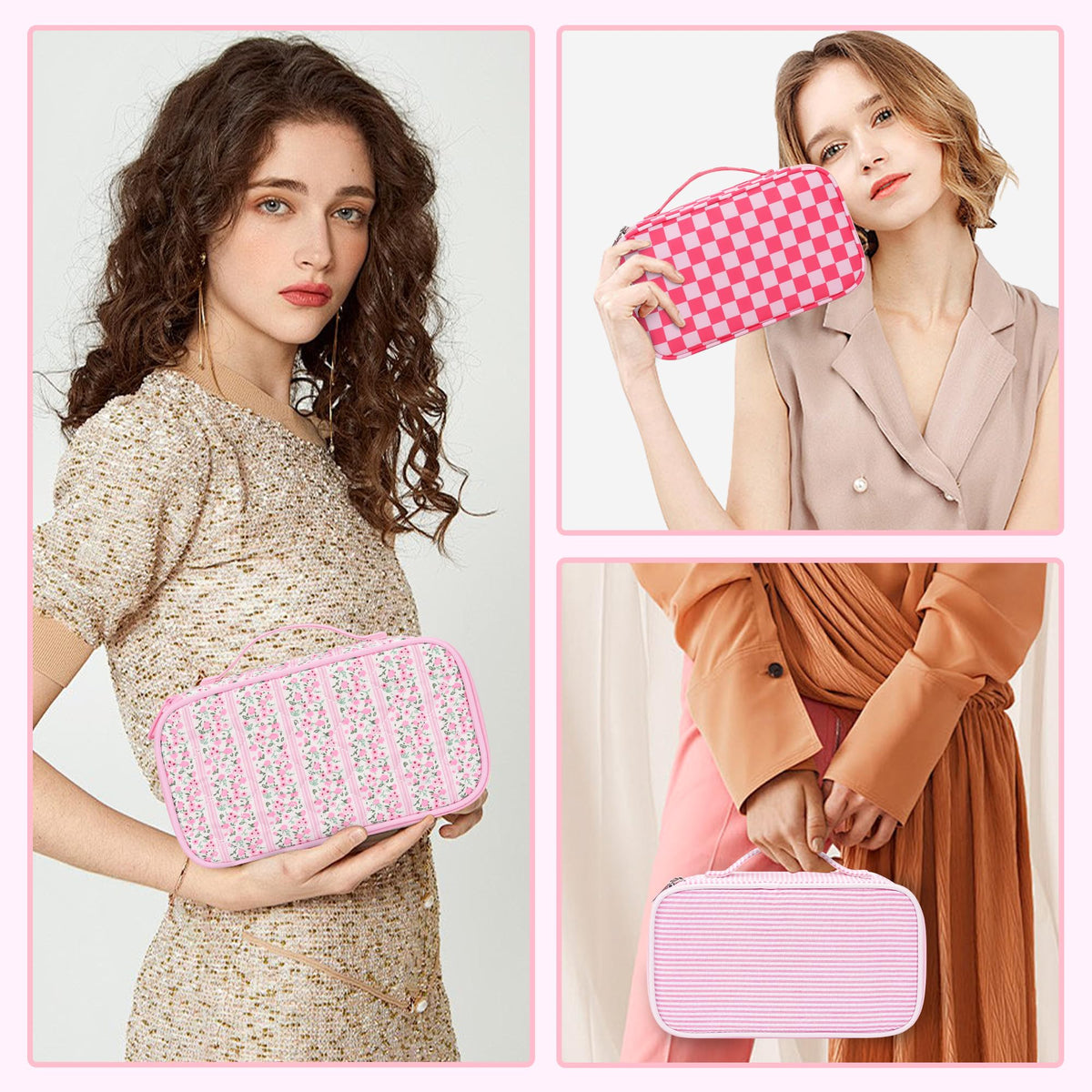 Relavel makeup bag with brushes and lipsticks inside