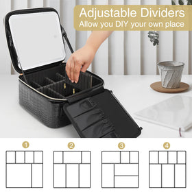 Relavel Makeup Train Case in stylish black synthetic leather