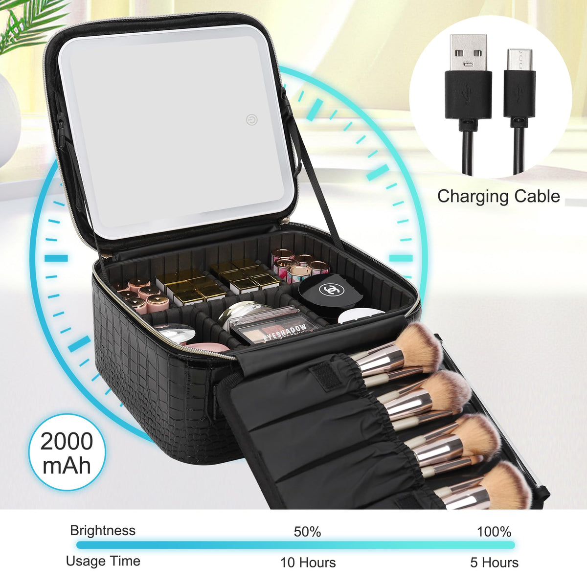 Relavel Makeup Train Case with detachable partitions