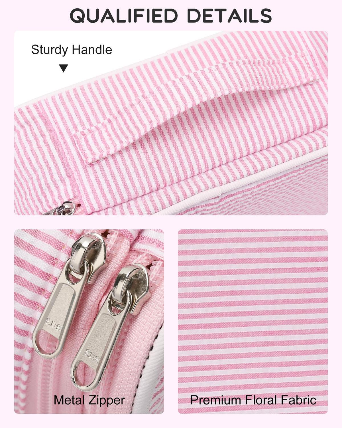 Relavel Pink Makeup Bag side view showcasing compact size