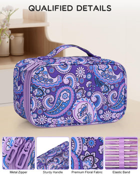 Relavel Small Floral Cosmetic Bag open with cosmetics inside