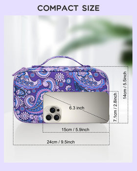 Relavel Small Floral Cosmetic Bag showing multiple compartments