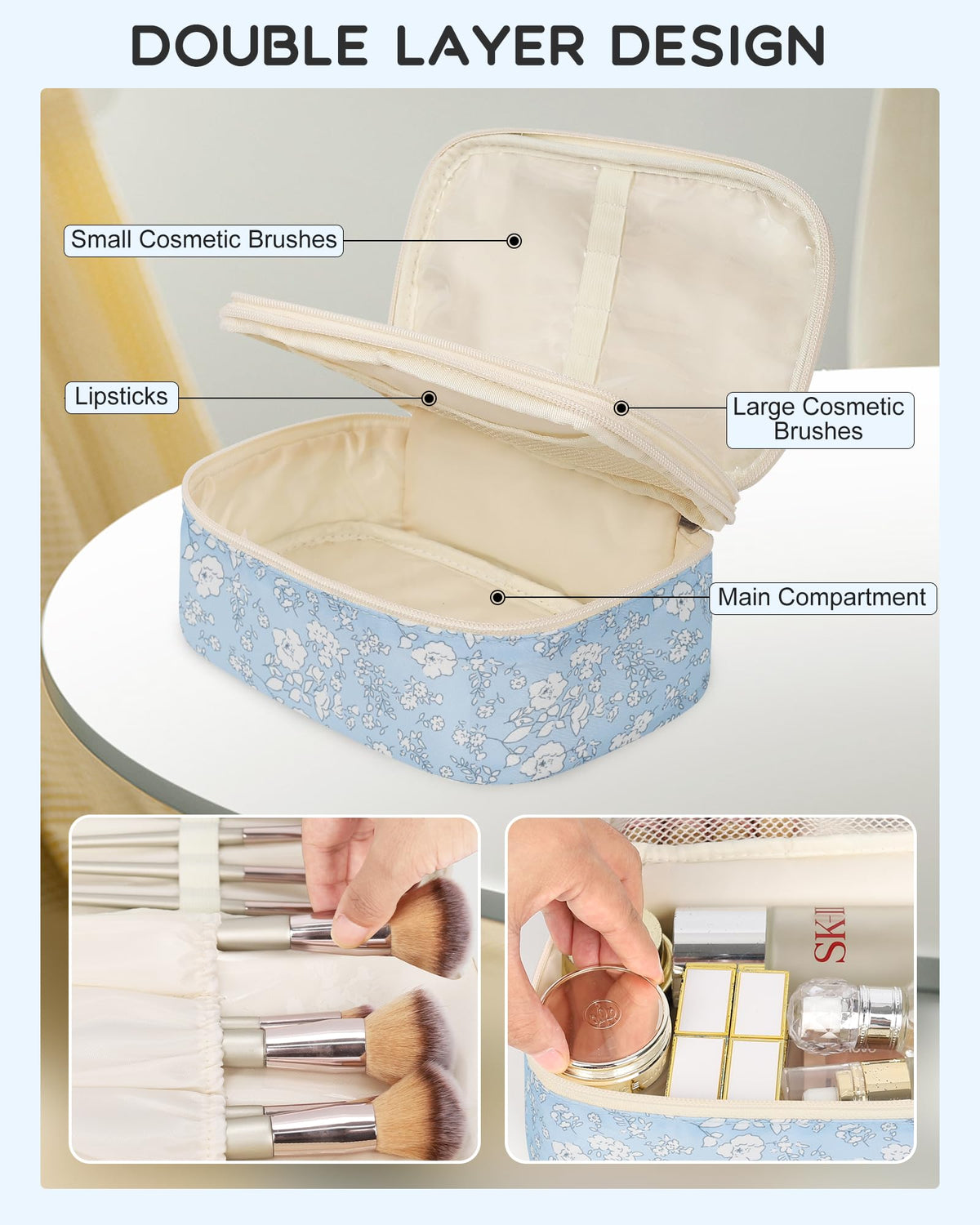 Relavel Small Makeup Bag compact size in hand