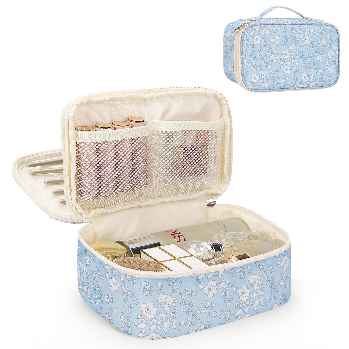 Relavel Small Makeup Bag floral design front view