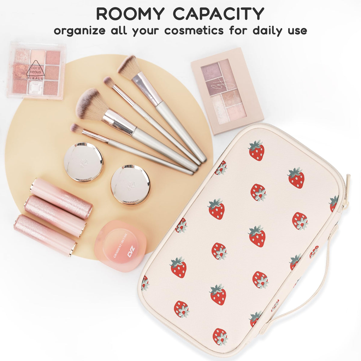 Relavel Small Makeup Bag in a lifestyle setting with toiletries