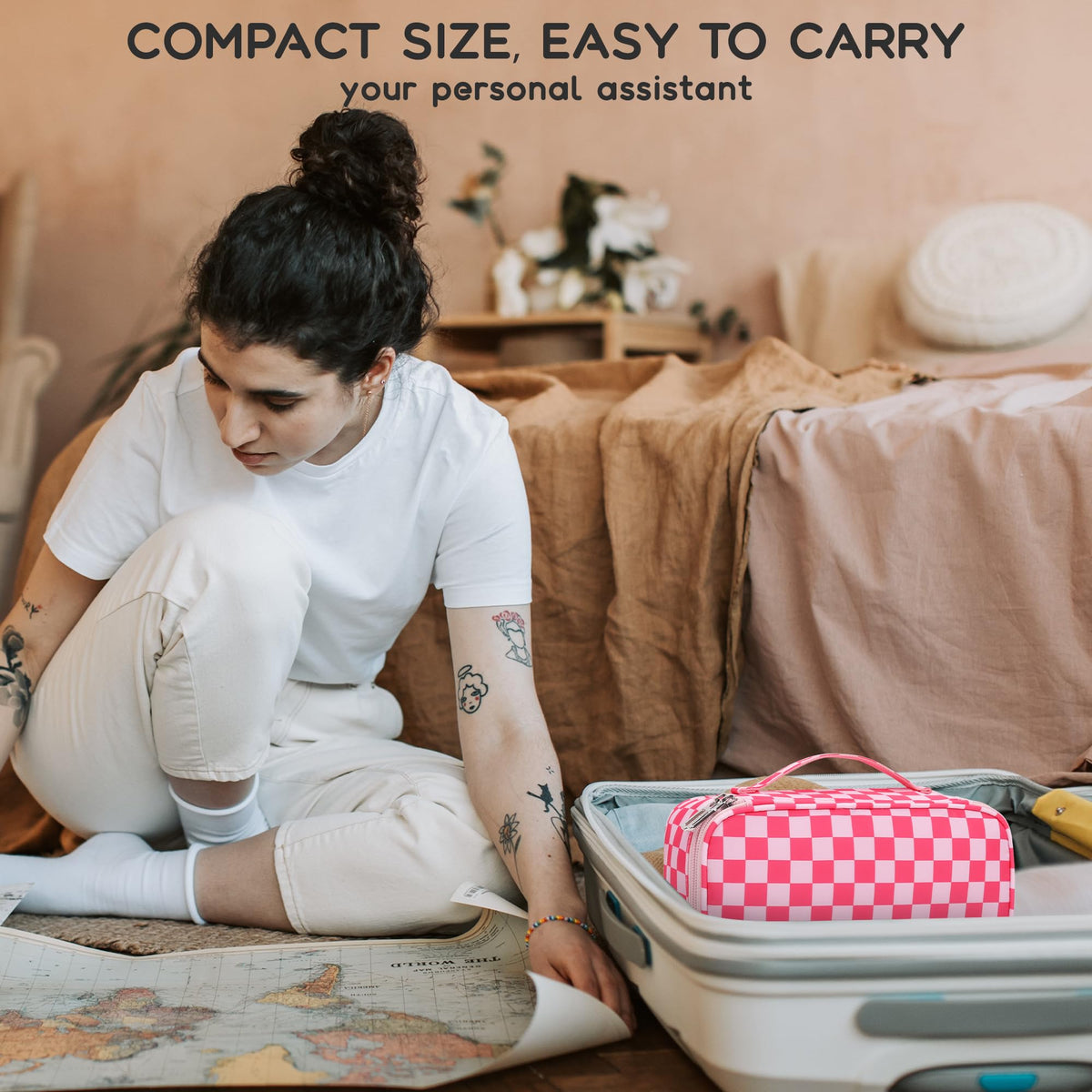 Relavel Small Makeup Bag open showing storage space