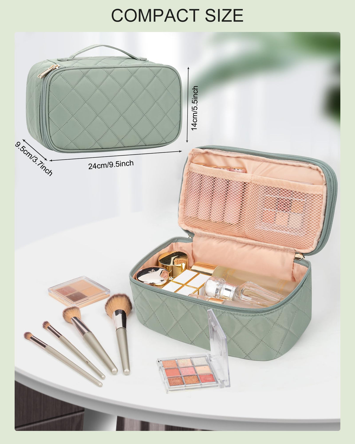 Relavel Small Makeup Bag opened showing compartments