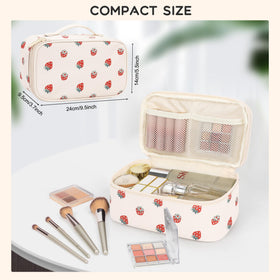 Relavel Small Makeup Bag side view with double layer compartments