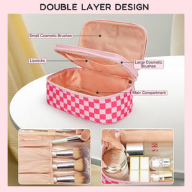 Relavel Small Makeup Bag side view with mesh pockets