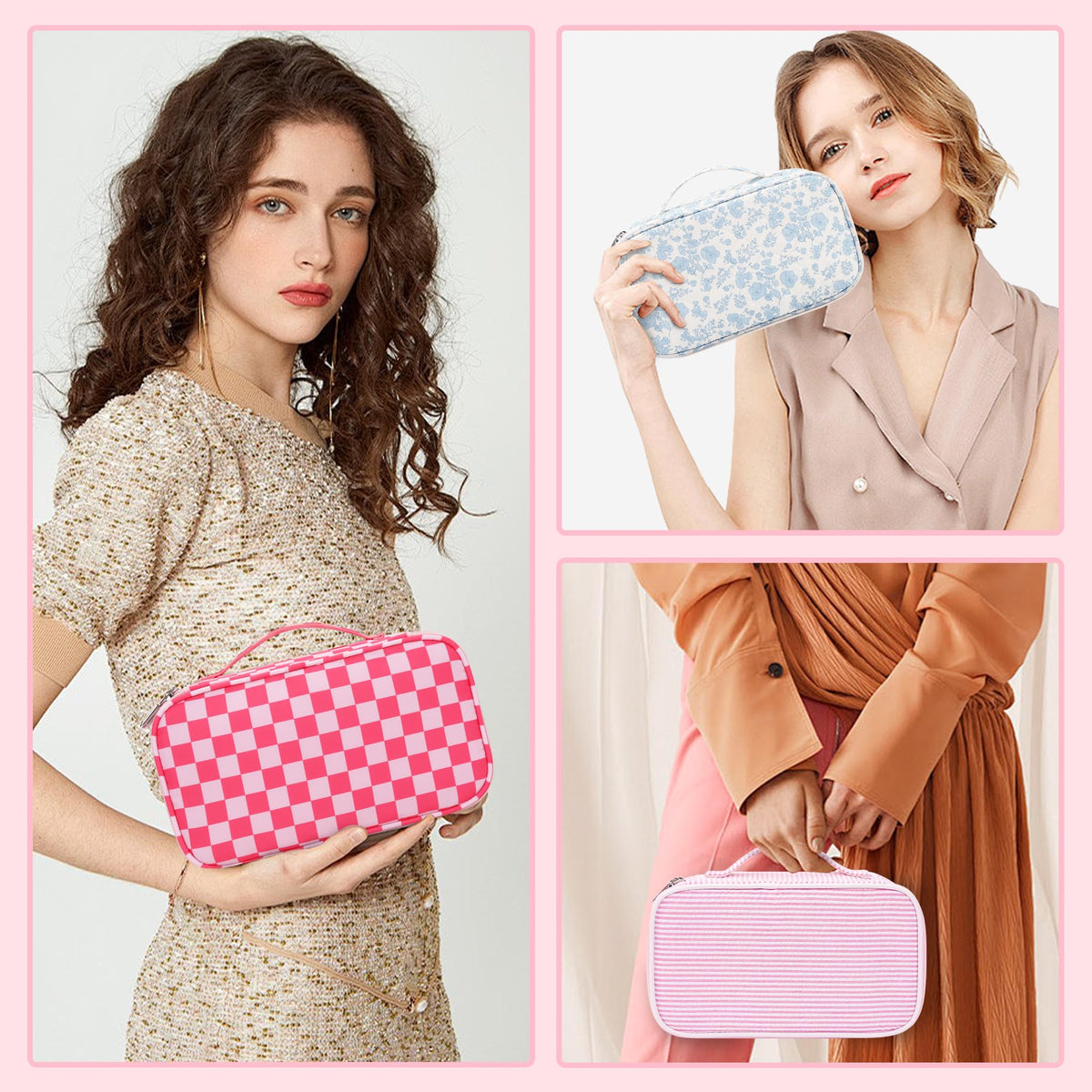 Relavel Small Makeup Bag with brushes and cosmetics