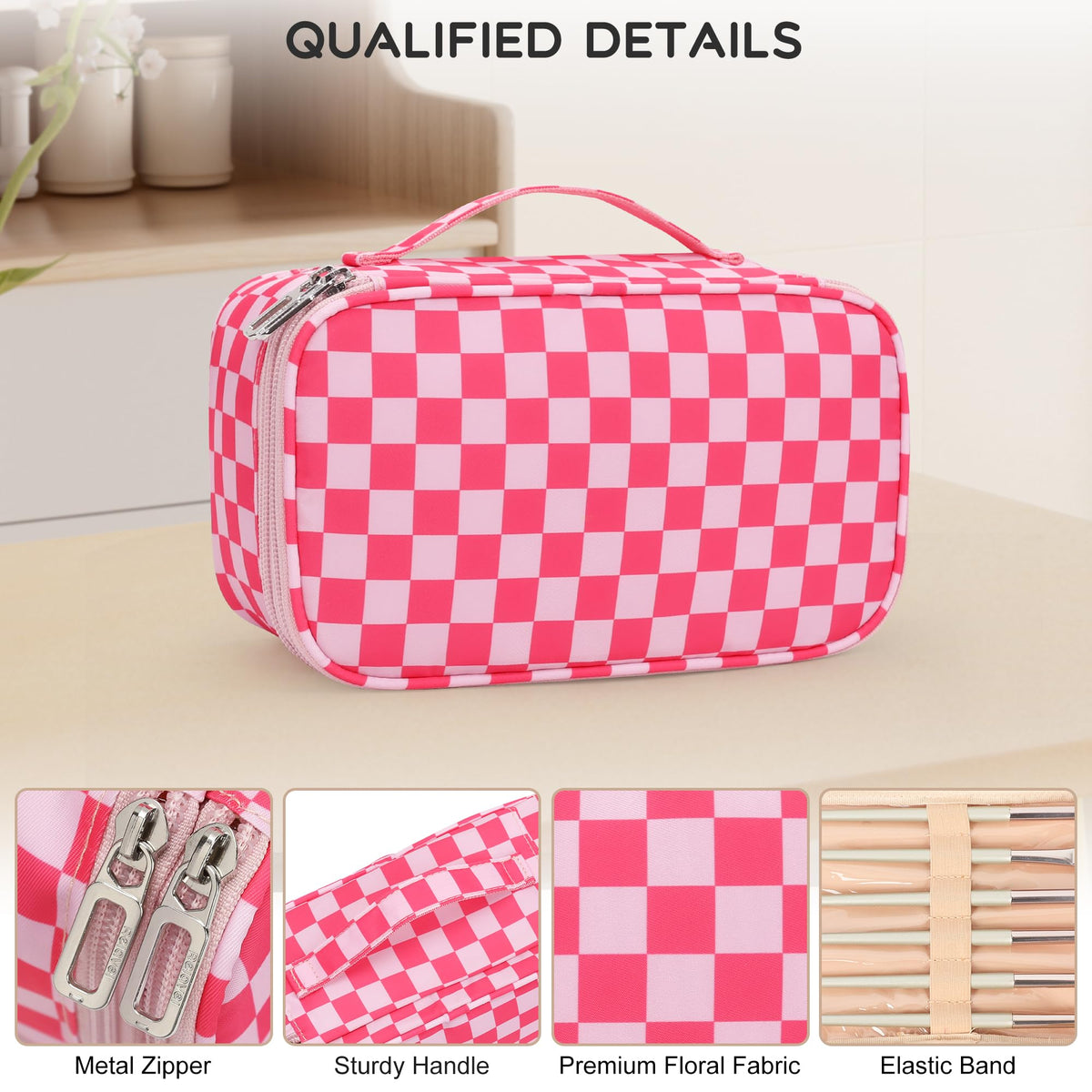 Relavel Small Makeup Bag with elastic bands for lipsticks
