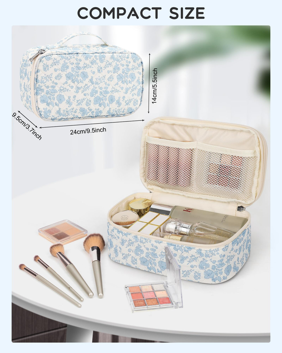 Relavel Travel Makeup Bag compact size held in hand