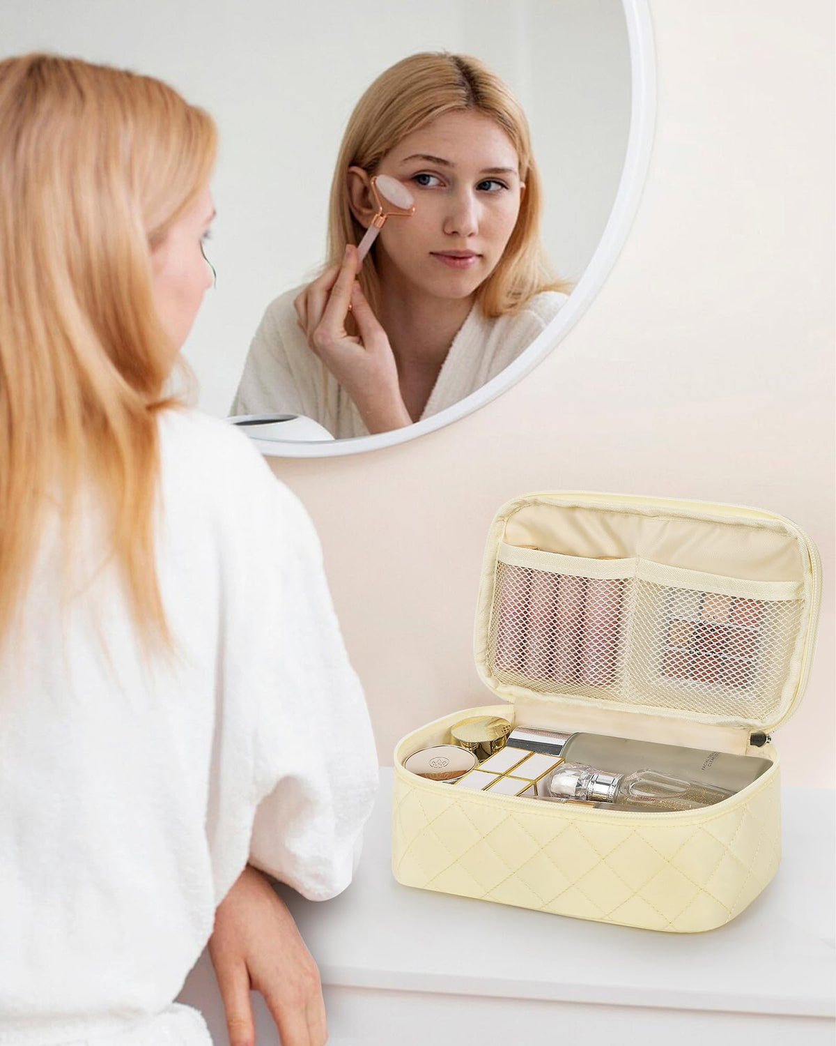 Relavel Travel Makeup Bag compact size with measurements