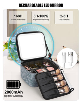Relavel Travel Makeup Bag displayed on a vanity