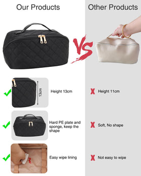 Relavel Travel Makeup Bag displayed with beauty accessories
