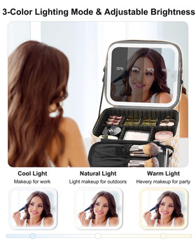 Relavel Travel Makeup Bag displayed with makeup products